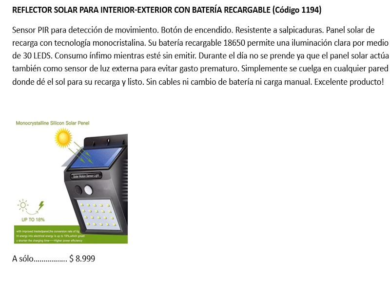 LUZ INTERIOR/EXTERIOR 30 LED AUTOMÁTICA C/SENSOR MOVIMIENTO - Imagen 3