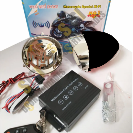 SISTEMA DE AUDIO PARA MOTOCICLETA CONTROL REMOTO Y ALARMA