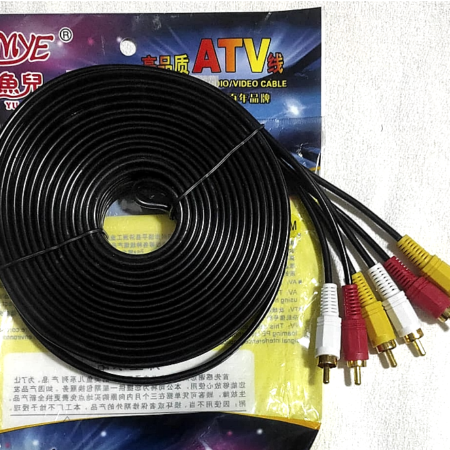 CABLE 3RCA MACHO A 3 RCA MACHO (AUDIO Y VIDEO) 10MT 6,4X1,9MM 10,2X3,5MM
