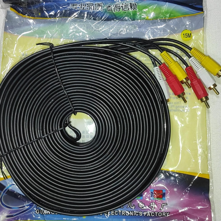 CABLE RCA MACHO A RCA MACHO AUDIO Y VIDEO REFORZADO 15MTS