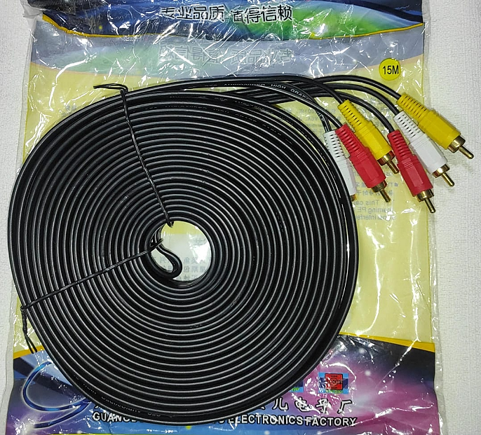CABLE RCA MACHO A RCA MACHO AUDIO Y VIDEO REFORZADO 15MTS