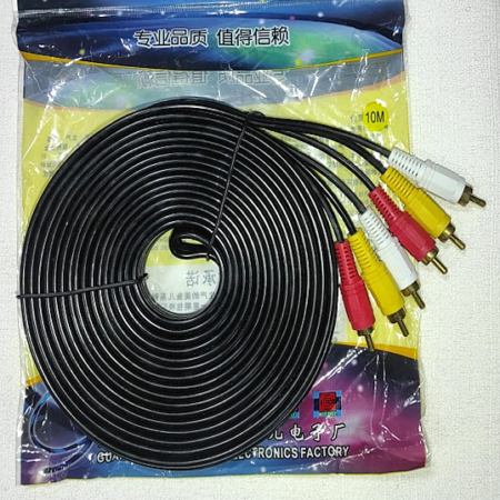 CABLE RCA MACHO A RCA MACHO AUDIO Y VIDEO REFORZADO 10MTS