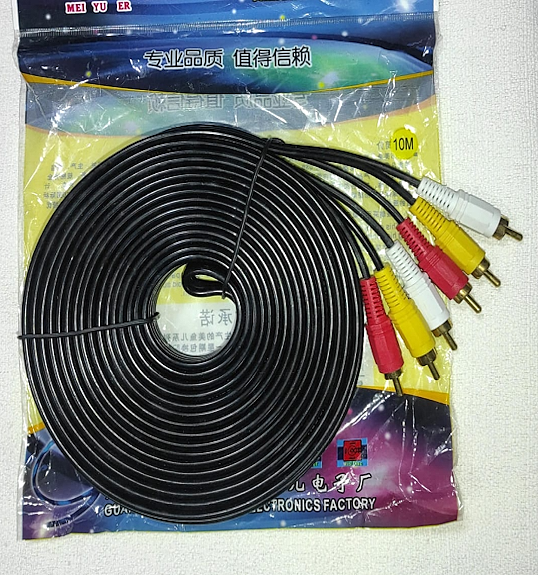 CABLE RCA MACHO A RCA MACHO AUDIO Y VIDEO REFORZADO 10MTS