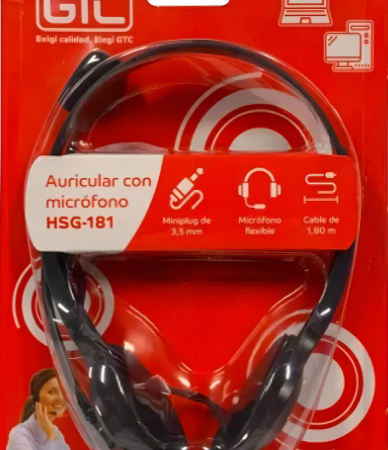 AURICULAR GTC  HSG181 DOBLE FICHA MIC FLEXIBLE - JUEGOS O VIDEOLLAMADA