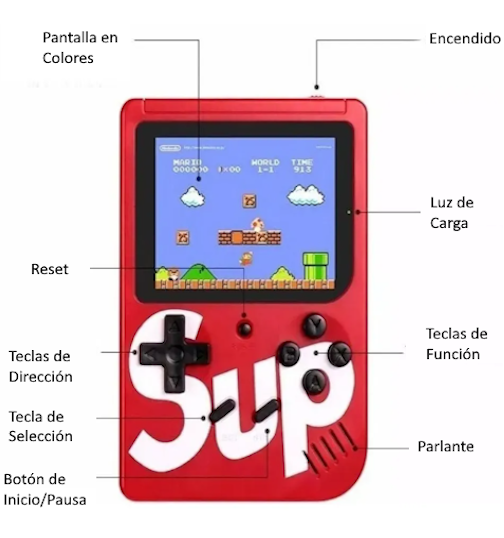 CONSOLA PORTATIL DE VIDEOJUEGOS SUP PANTALLA 3" 400 JUEGOS CLÁSICOS - Imagen 3