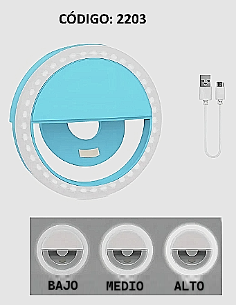 ARO DE LUZ PARA CELULAR - 36 LED - RECARGABLE - Imagen 2