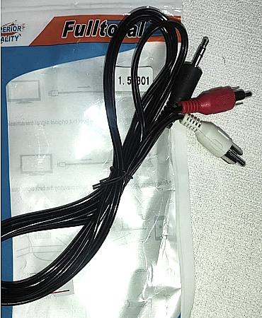 CABLE MINIPLUG 3.5MM A 2 RCA (AUDIO) DE 1,5MT DE 4,5X2,2MM FULLTOT BLISTER