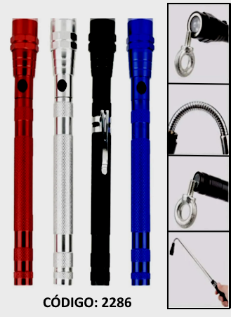 LINTERNA METÁLICA EXTENSIBLE (TELESCÓPICA) CON IMANES CAZA TORNILLOS/TUERCAS,ETC.