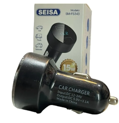 ADAPTADOR CARGADOR USB SEISA SM-FS343 CON DISPLAY DECORATIVO ILUMINADO - Imagen 3