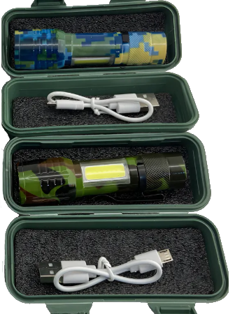 MINI LINTERNA COB MIMETIZADA RECARGABLE CON ESTUCHE