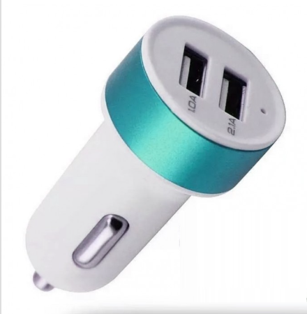 ADAPTADOR CARGADOR  USB DE 12v A 5V P/AUTO SALIDAS 1 Y 2.1AMP