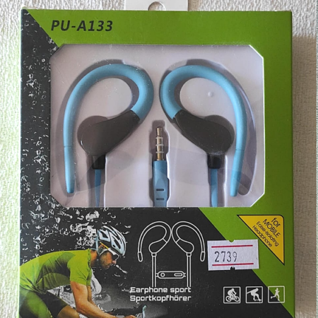 AURICULAR SPORT-SET PU-A133 - CABLE CINTA, MIC Y MUTE/PLAY - COLOR CELESTE