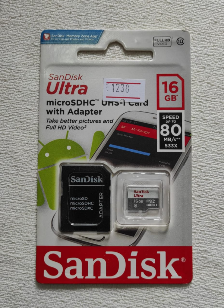 MEMORIA MICROSD 16G SANDISK ULTRA UHS-1  80MB/S CON ADAPTADOR SD