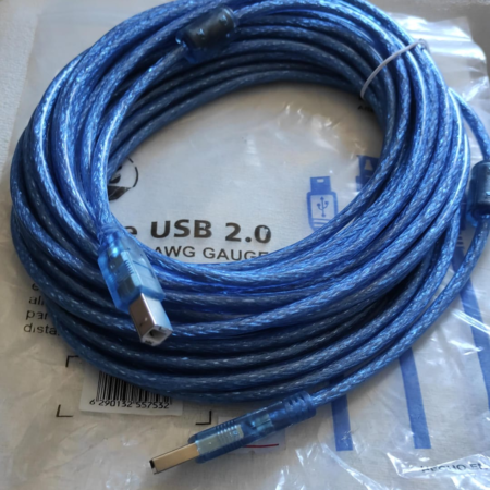CABLE USB A/B (IMPRESORA) BLINDADO DE 10 METROS CON 2 FILTROS - SILICONADO REFORZADO