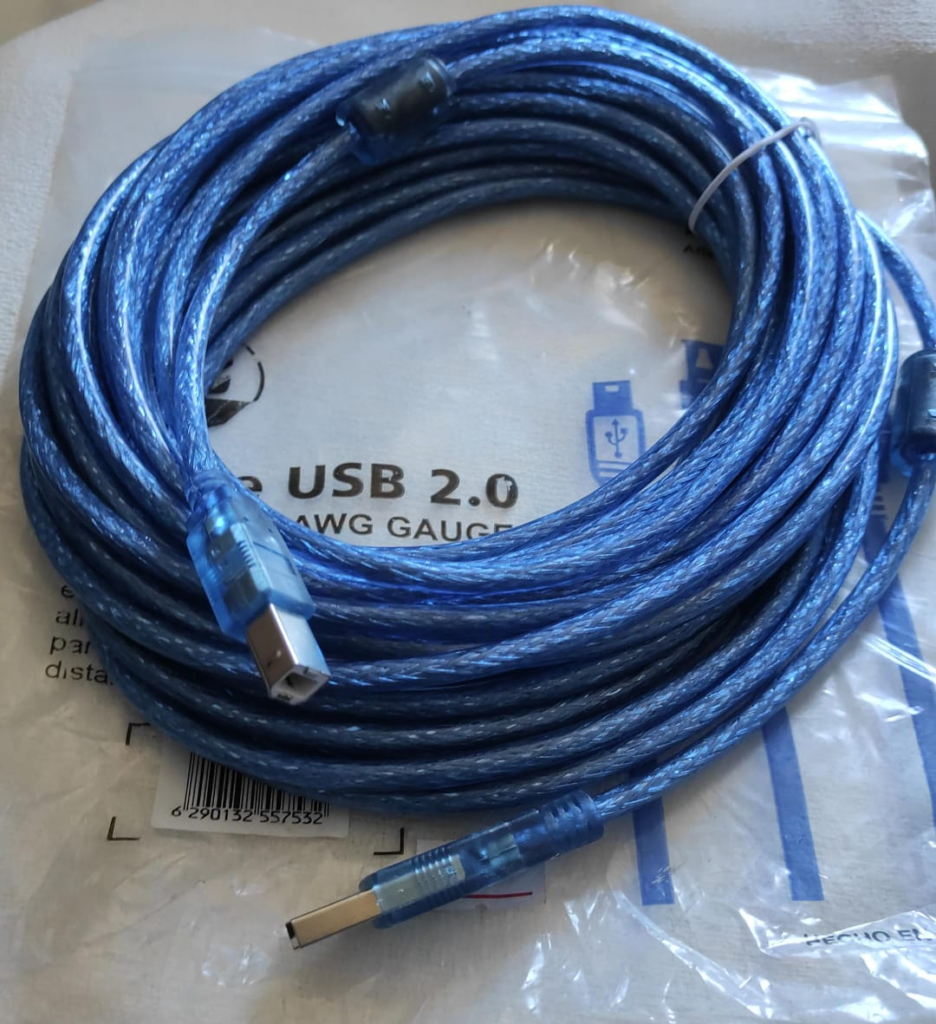 CABLE USB A/B (IMPRESORA) BLINDADO DE 10 METROS CON 2 FILTROS - SILICONADO REFORZADO