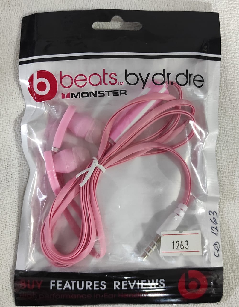 AURICULAR IN-EAR MANOS LIBRES (CON MIC) IMITACIÓN BEATS COLOR ROSA CHICLE