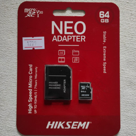 MEMORIA MICROSD 64G HIKSEMI XC-1 NEO ADAPTER 92MB/S CON ADAPTADOR SD