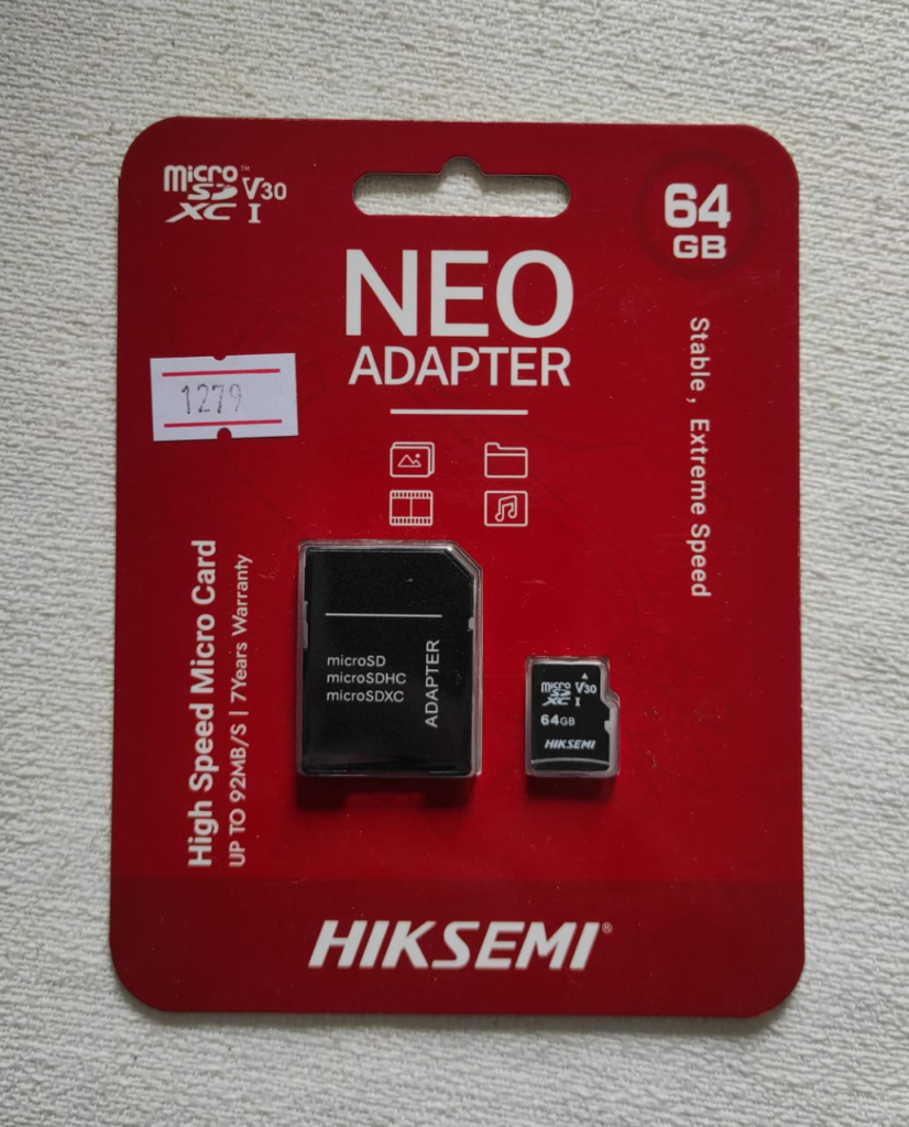 MEMORIA MICROSD 64G HIKSEMI XC-1 NEO ADAPTER 92MB/S CON ADAPTADOR SD