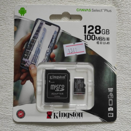 MEMORIA MICROSD 128G KINGSTON CANVAS SELECT PLUS CL1 100MB/S CON ADAPTADOR SD