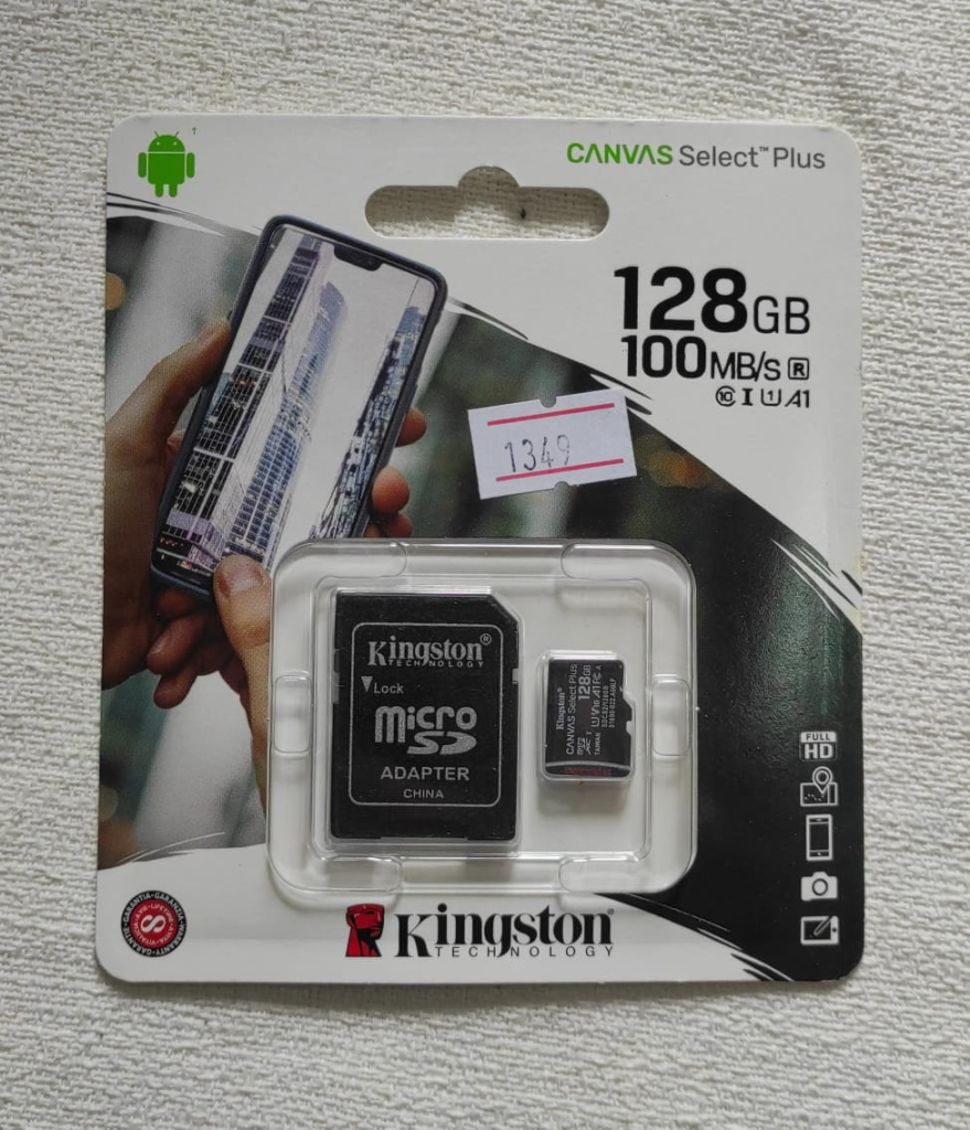 MEMORIA MICROSD 128G KINGSTON CANVAS SELECT PLUS CL1 100MB/S CON ADAPTADOR SD