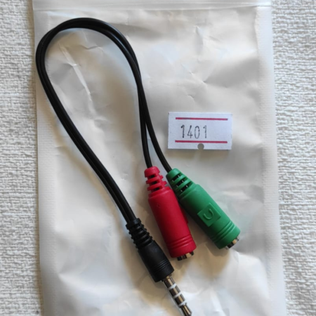 ADAPTADOR DE 2 JACK 3.5 (MIC Y AUDIO) A MINIPLUG 3.5 DE 4 CONTACTOS (MIC Y AUDIO)