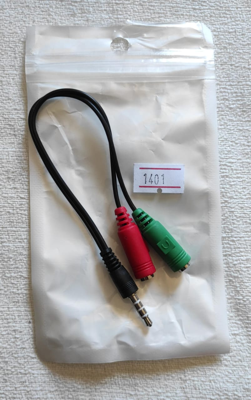 ADAPTADOR DE 2 JACK 3.5 (MIC Y AUDIO) A MINIPLUG 3.5 DE 4 CONTACTOS (MIC Y AUDIO)