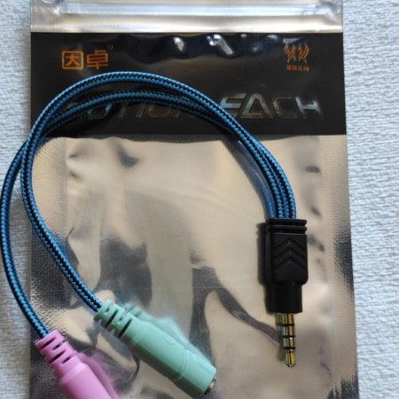 ADAPTADOR DE 2 JACK 3.5 (MIC Y AUDIO) A MINIPLUG 3.5 DE 4 CONTACTOS (MIC Y AUDIO) REFORZADO/MALLADO
