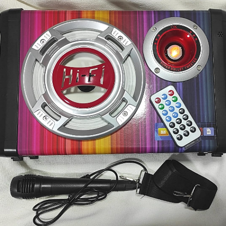 PARLANTE MS-158BT-B KARAOKE, ECO, RADIO, AUX, MP3, CORREA, MICRÓFONO, LUCES - BATERIA RECARGABLE