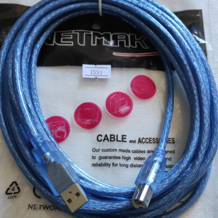 CABLE USB A/B (IMPRESORA) BLINDADO DE 5 METROS - SILICONADO REFORZADO