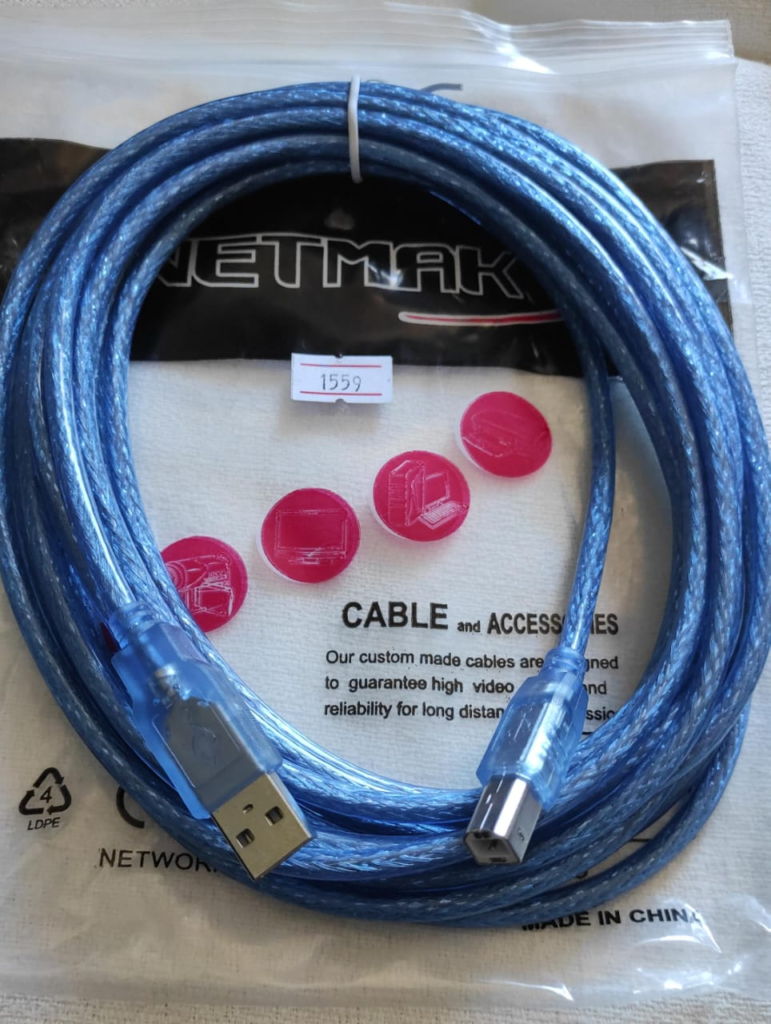 CABLE USB A/B (IMPRESORA) BLINDADO DE 5 METROS - SILICONADO REFORZADO