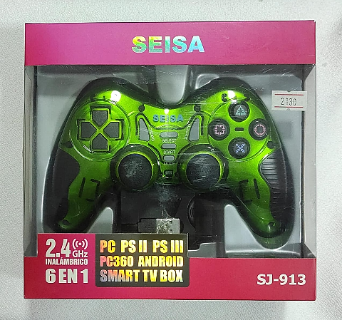 JOYSTICK PS2, PS3, ANDROID, PC, TVBOX, SMART TV SJ-913 INALÁMBRICO - VERDE