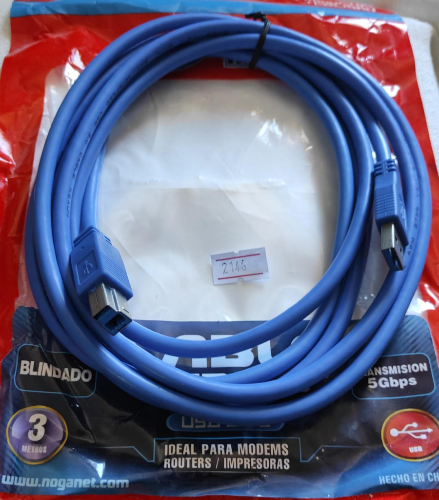 CABLE USB A/B 3.0 (IMPRESORAS ALTA VELOCIDAD, MODEMS, DV BLUERAY, ROUTERS) 3 MTS - SUPER SPEED - BLINDADO REFORZADO