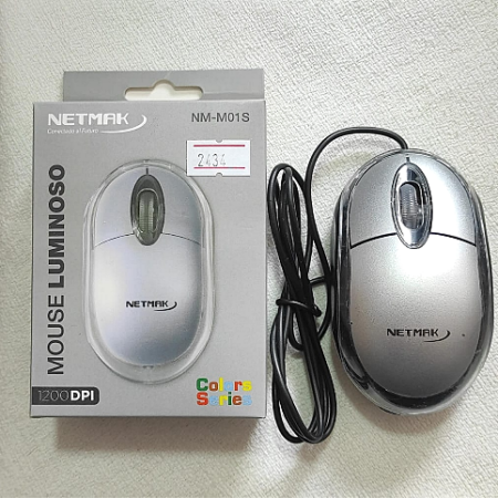 MOUSE NETMARK NM-M01S USB CON CABLE 1200DPI PLATEADO / ROJO SEGÚN STOCK