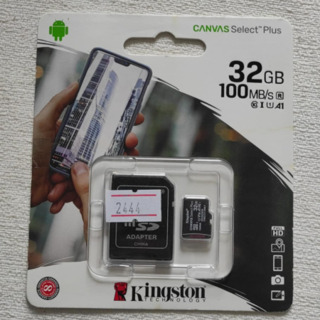 MEMORIA MICROSD 32G KINGSTON CANVAS SELECT PLYS CK1 1OOMB/S CON ADAPTADOR SD
