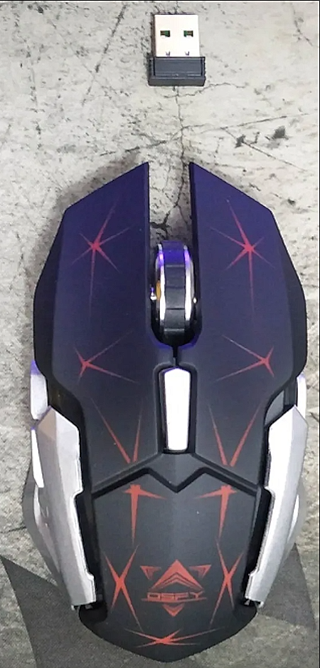 TECLADO Y MOUSE INALÁMBRICOS GAMER HK-6700 - SUPERFICIE METÁLICA - COLOR NEGRO TECLAS ROJAS PARA JUEGO - Imagen 2