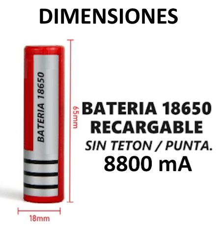 BATERÍA ULTRAFIRE 18650 PUNTA PLANA LI-ION 3.7V 8800MA - IDEAL PARA EQUIPOS BLUETOOTH - Imagen 2