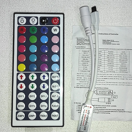 CONTROLADORA RGB PARA TIRA DE LEDS (RECEPTOR Y EMISOR CON 44 BOTONES DE CONTROL, 6 DE ELLOS PROGRAMABLES) FULL