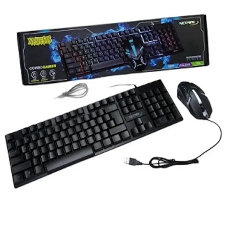 TECLADO GAMER RETROILUMINADO RGB FIJO Y ALEATORIO NETMARK NEMESIS KIT