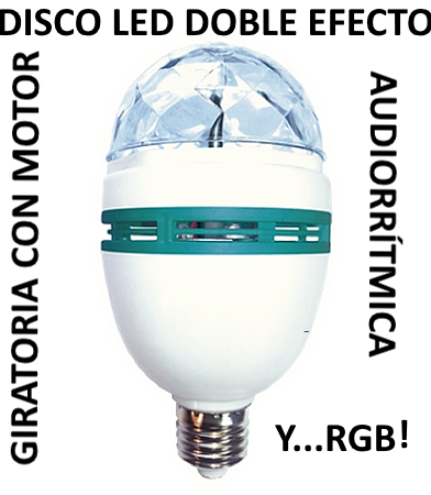 LAMPARA DISCO LED RGB GIRATORIA Y AUDIORRÍTMICA DY-7-G45-3