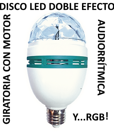 LAMPARA DISCO LED RGB GIRATORIA Y AUDIORRÍTMICA DY-7-G45-3