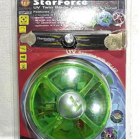 COOLER THERMALTAKE STAR FORCE UV TWIN BLADE FAN CON REG. DE VELOCIDAD Y COLOR FLUO