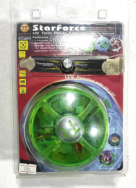 COOLER THERMALTAKE STAR FORCE UV TWIN BLADE FAN CON REG. DE VELOCIDAD Y COLOR FLUO