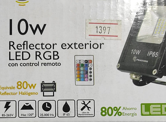 REFLECTOR LED RGB 10W PARA INTERIOR O EXTERIOR CON CONTROL REMOTO, 220V EQUIVALE (APROX) A 75/80W DE HALÓGENO - Imagen 5