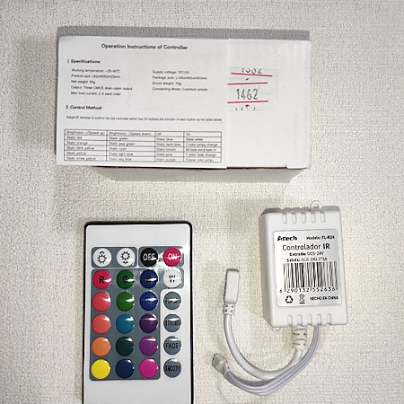 CONTROLADORA RGB PARA TIRA DE LEDS (RECEPTOR Y EMISOR CON 24 BOTONES DE CONTROL) STANDARD