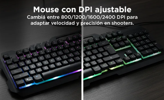 TECLADO RETROILUMINADO RGB CON CAMBIO MANUAL Y SUPERFICIE METÁLICA CON MOUSE RGB ALEATORIO K-33 GAMING SET - CABLE ENCORDADO - Imagen 4