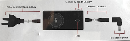 CARGADOR NOTEBOOK UNIVERSAL KIT ND-A651 AUTOMÁTICO (15 A 19,5V) CON 8 FICHAS Y PUERTO USB - Imagen 4