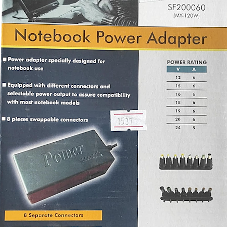CARGADOR NOTEBOOK SF200060 12 A 20V 6A Y 24V 5A
