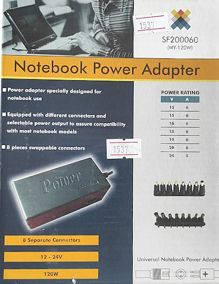 CARGADOR NOTEBOOK SF200060 12 A 20V 6A Y 24V 5A
