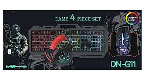 TECLADO Y MOUSE USB CON AURICULAR Y PAD DE MOUSE SEISA DNG-11 KIT GAMER - Imagen 2