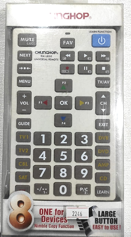 CONTROL REMOTO UNIVERSAL PARA TV Y OTROS DISPOSITIVOS CHUNGHOP RM-L850 MODELO JUMBO CON COPIA DE FUNCIONES